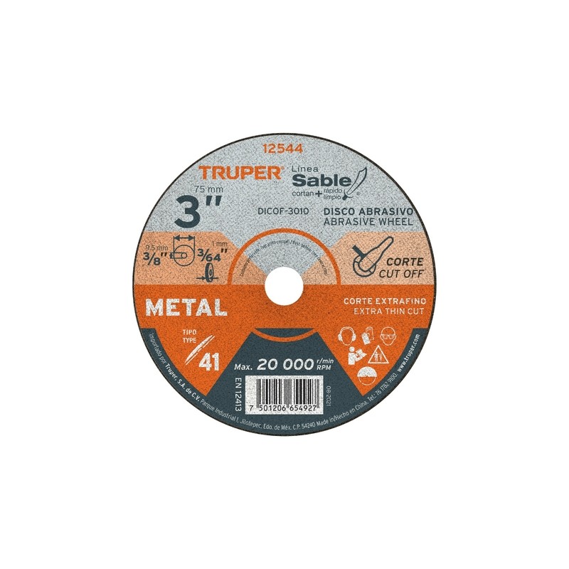 Disco corte fino 3" truper 12544 Sable
