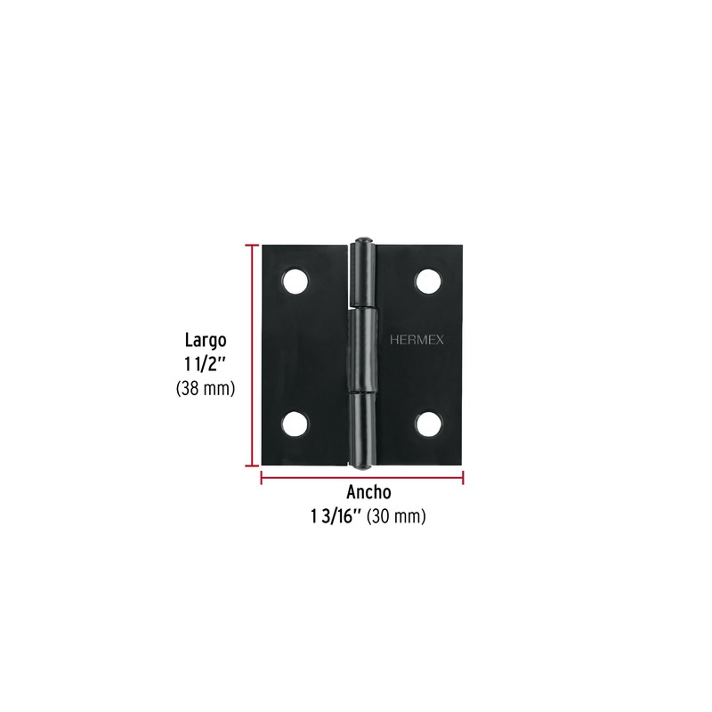 BISAGRA RECTANGULAR 1 1/2" NEGRA HERMEX BR-156 45633